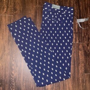 The Limited Navy Blue Ikat Patterned Ankle fit Trousers